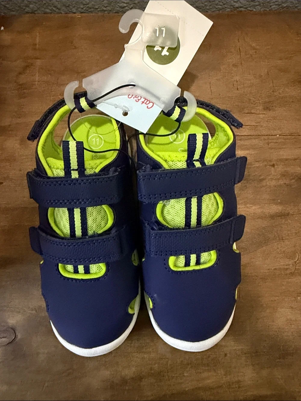 Cat & Jack Kids Navy and Neon Green Sport Sandals size 11